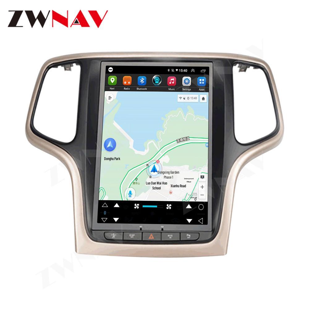 10.4" Navigation Display for Android 10, compatible with 2014-2018 Grand Cherokee, 32GB Storage, 4G Connectivity.