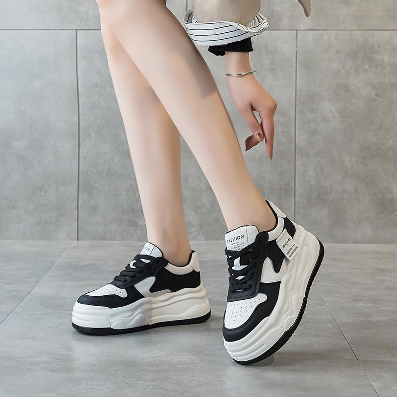 Spring new inner heightening women's shoes muffin sole small sports shoes lace up little white shoes women's thick sole