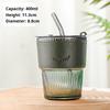 400 ml stripe glasskopp gjennomsiktige glass med lokk og sugerør Iskaffekrus Tekopp Juiceglass Melkevannkopp Drikkevarer