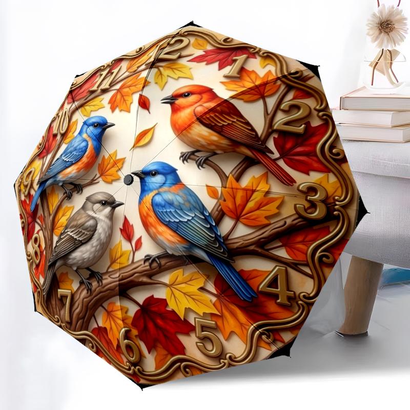 1pc Ocean Life Combination Pattern Sturdy 8-Bone Auto Umbrella, Bright Umbrella, Digital Printed, Foldable Umbrella for On-the-Go Outdoor Use