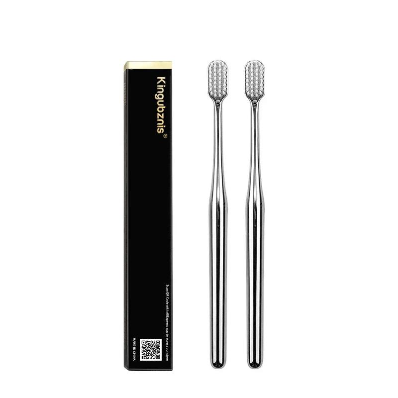 Kingubznis Gold Toothbrush Luxury Gold Silver Teeth Brush Men Women Adult Toothbrushes New Electroplated Dental Brushes
