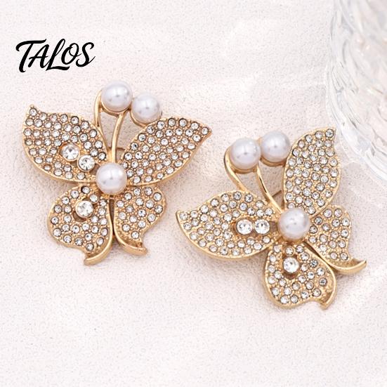 Alloy Butterfly Brooch Women Pin, Shape Lapel Pin with Decorative Faux Pearls Rhinestones, Jewelry Accessory for Dresses Coats Jackets Formal Event