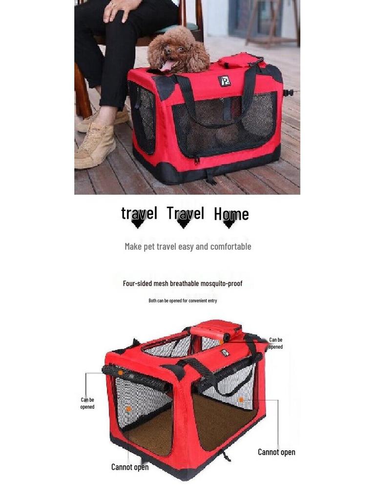 Portable Folding Pet Carrier & Bed: Outdoor Dog/Cat Cage & Car Nest for Golden Retrievers, Corgis, and Teddies