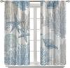 Nautical Coastal Window Curtains Beach Sea Starfish Seashell Curtain Living Room Bedroom Panels Set Inch Made Of Polyester Sitting Treatment