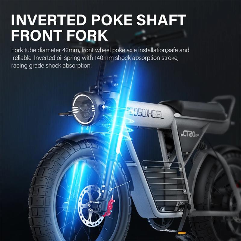 Coswheel Elektrofahrrad für Erwachsene, 20-Zoll große Reifen, 60V All-Terrain Mountainbike, 27,5Ah Batterie, CT20S Elektromotorrad