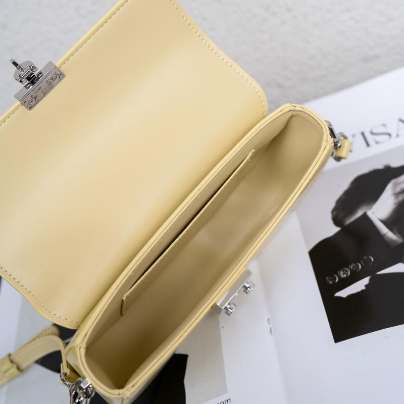 Minimalist Genuine Leather Crossbody Bag Small Square Shell Shape With Lock Daily Urban Wear