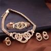 European & American Vintage Jewelry Set: Five-Ring Necklace, Stud Earrings, Bracelet, & Ring - Four-Piece Collection