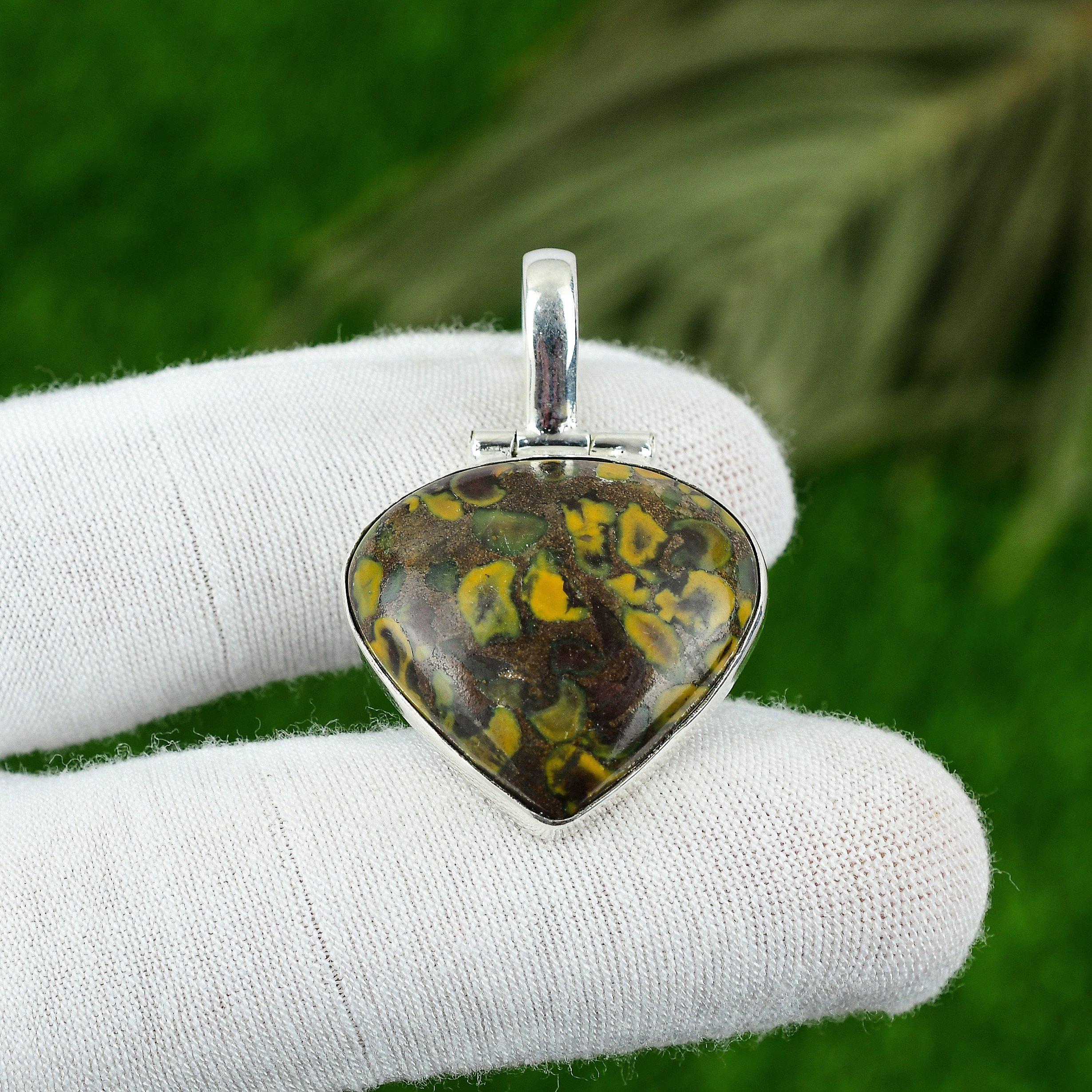 Gift For Women Jewelry Pendant 925 Sterling Silver Natural Fruit Jasper Gemstone