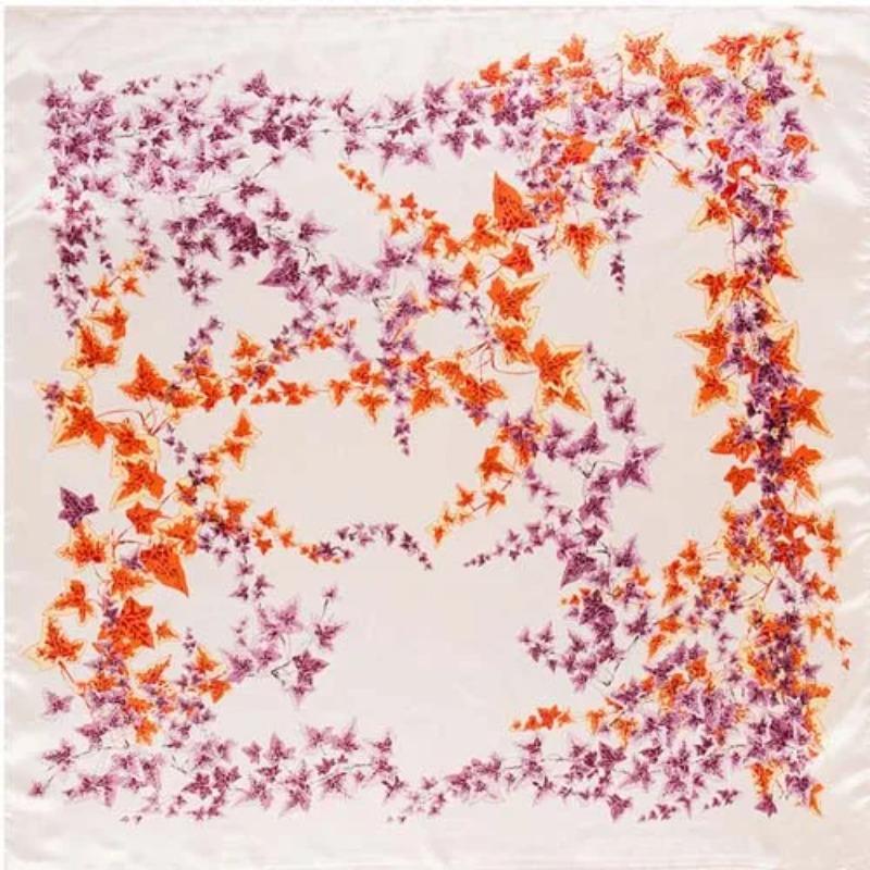Luxury Scarf Women  New Scarf For Ladies Luxury Brand Hijab Silk Satin Shawl Scarfs Ivy Leaves Print Square Head Scarves