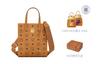 MCM Klassik Classic Monogram All-Print Leather Trim Tote Bag Shoulder Bag Mini Women's Brown Patchwork