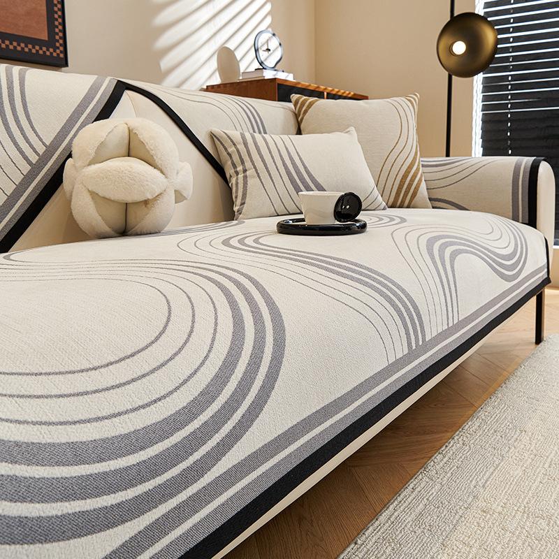 Light Luxury Premium American Chenille Sofa Cushion, Universal Sofa Cover For All Seasons, Graffiti Wind Non-Slip Cover Cloth Seat Cushion