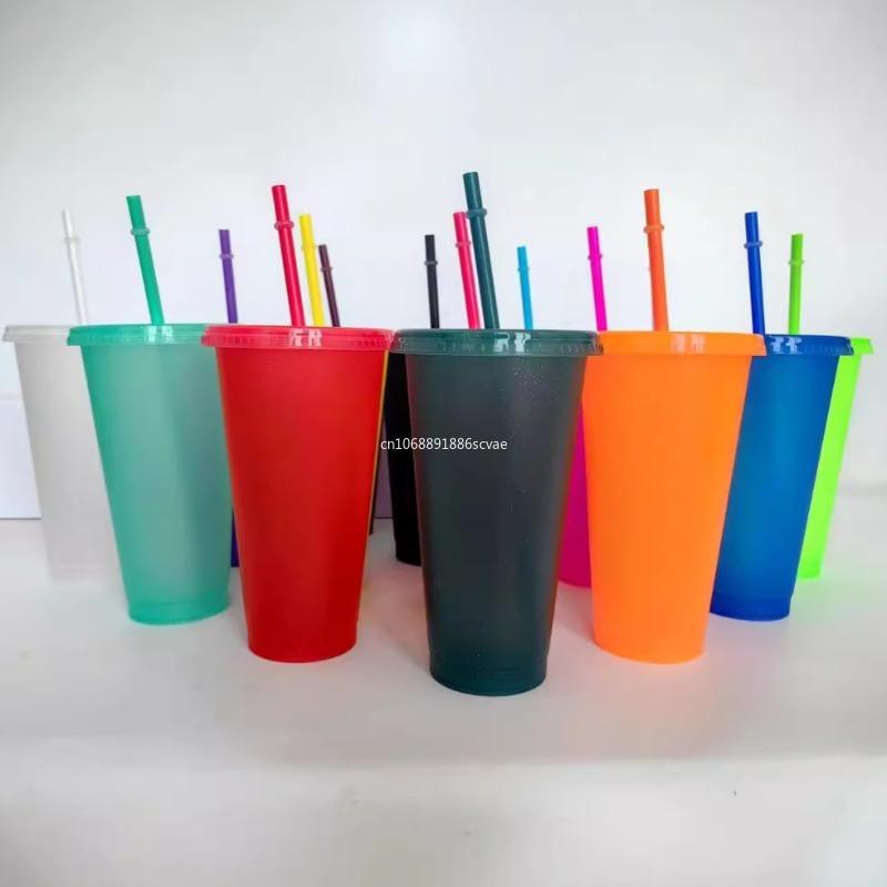 1PCS Flash Powder Tumbler with Straw Reusable Hard Plastic Cups for Party Girl BPA FREE Water Bottles Wholesale Holiday Gifts