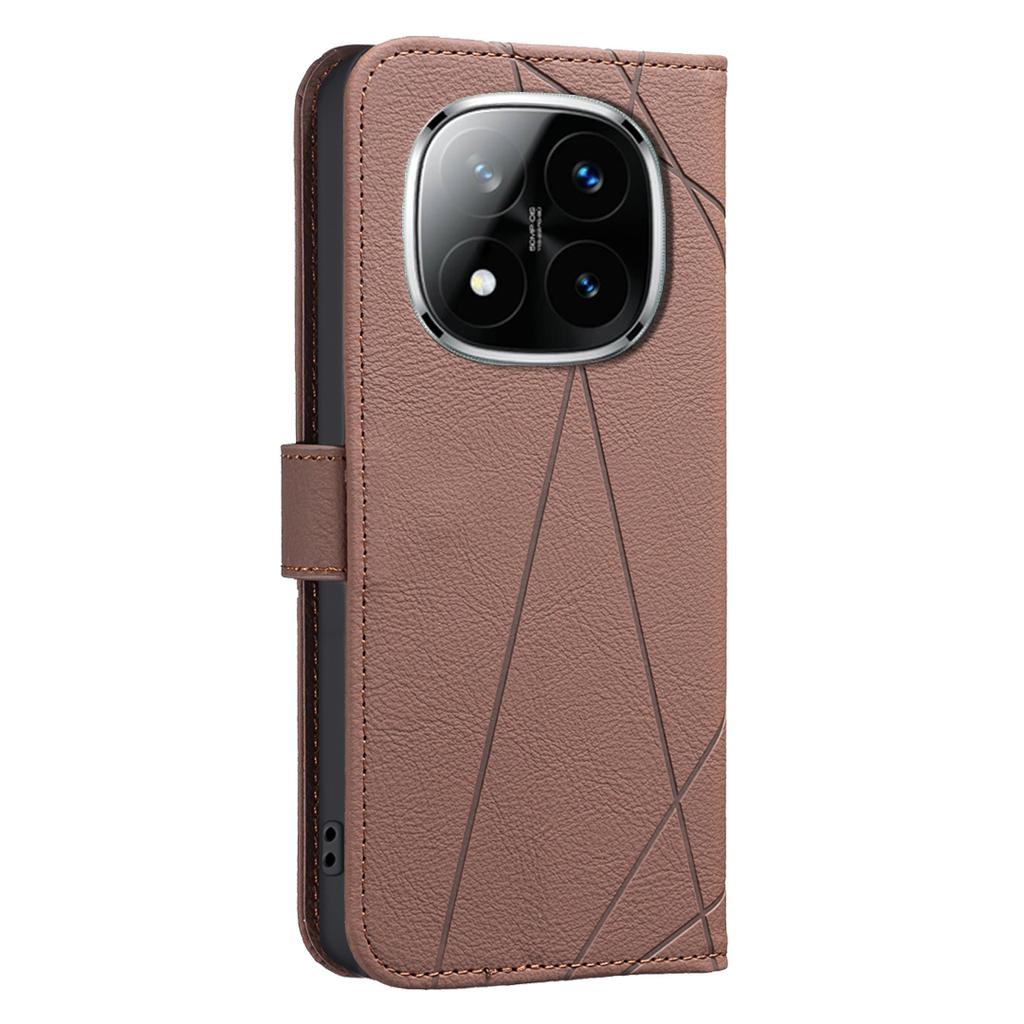 For Xiaomi Redmi Note 14 Pro+ 5G/Xiaomi Redmi Note 14 Pro 5G Case BINFEN COLOR BF35 Geometry Imprinted Leather Phone Cover RFID Blocking Wallet Stand