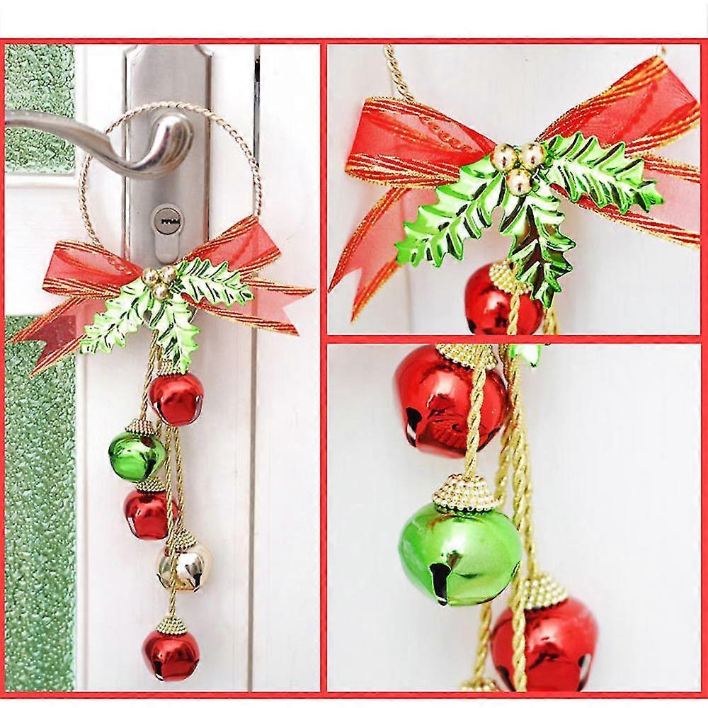 2pcs Christmas Jingle Bell And Bow Door Hanger Wall Hanger Ornaments