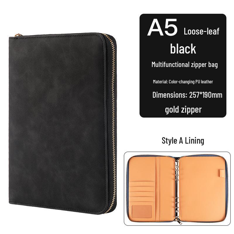 Custom Business Notebook with Zipper Bag - Multifunctional A6/B5 Notepad & Manager Folder
