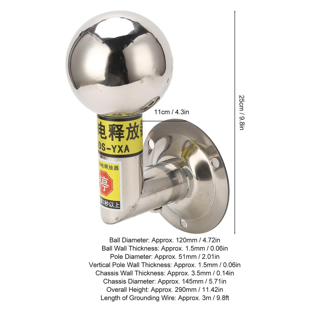 Body Electrostatic Discharge Ball Quick Response Wall Mount Touch Human Body Static Remover L Shape