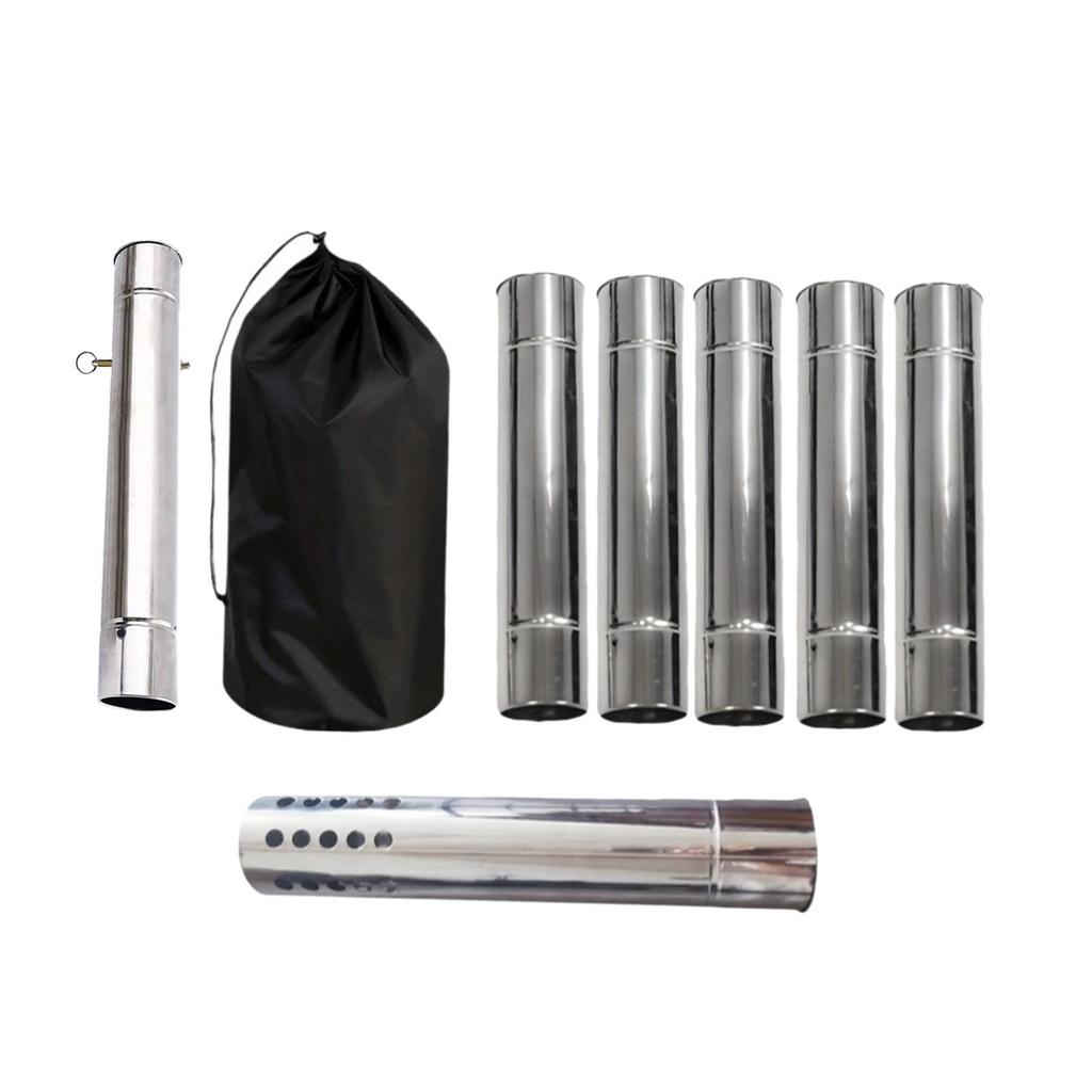 Camping Stove Chimney Pipe Lightweight Stainless Steel Exhaust Tube Mesh Guard for Outdoor Tent Heater