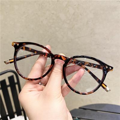 Retro Runde Flache Gläser Herren- und Damen- Blaulichtfilter-Brillengestell Transparente Gläser Brillengestell