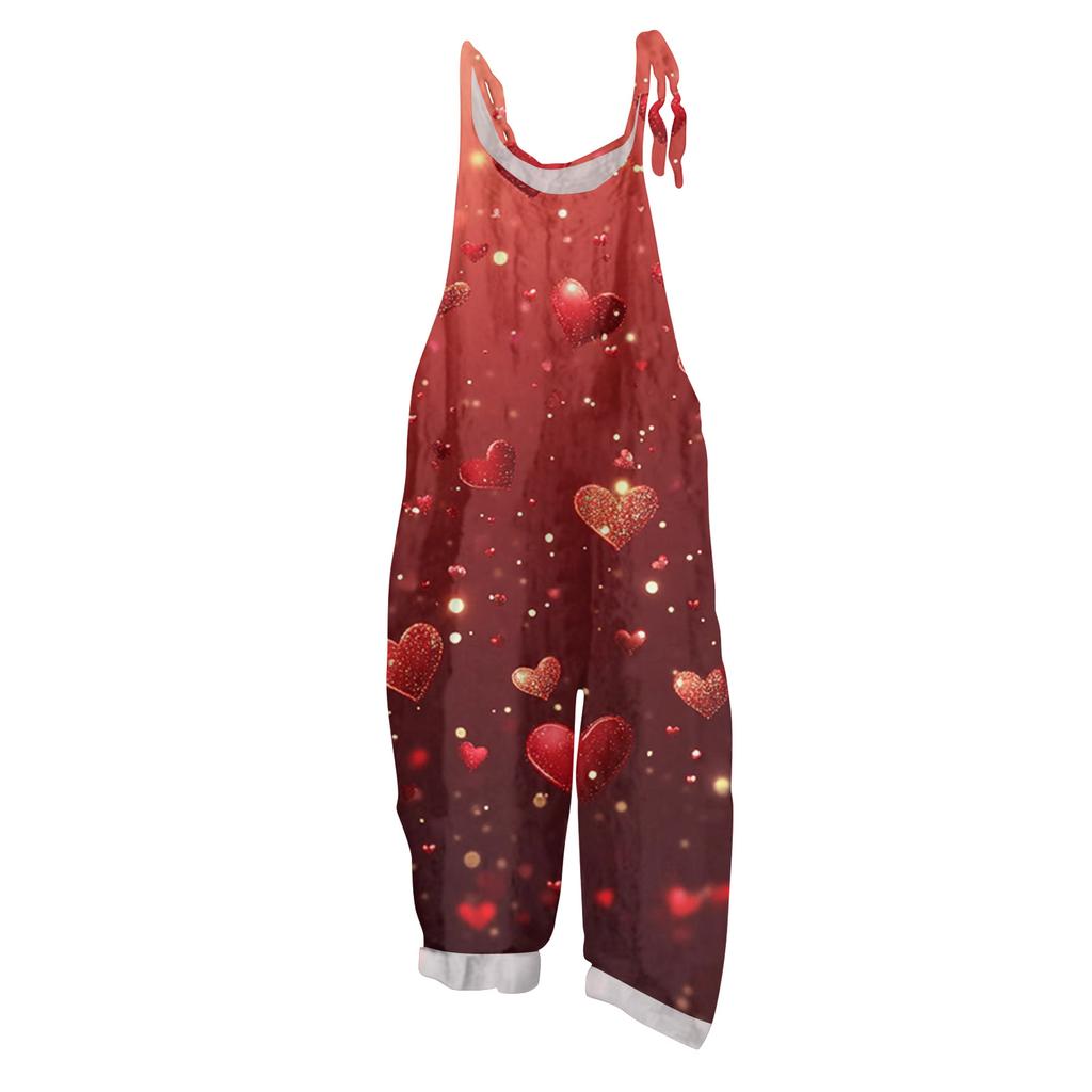 Women's Jumpsuit  Print Casual Loose Vintage Shoulder Strap Cotton Linen