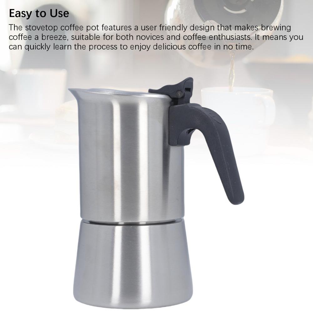304 Stainless Steel Stovetop Coffee Pot 300 ML Capacity Stovetop Espresso Maker For Brewing Coffee
