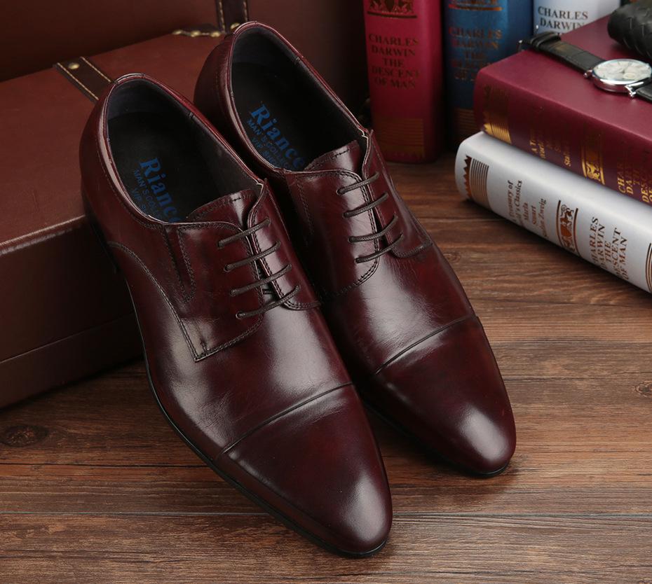 

Мужская европейская кожаная обувь: Британский деловой кэжуал, Модная шнуровка, Идеально для свадеб 39 кофейный