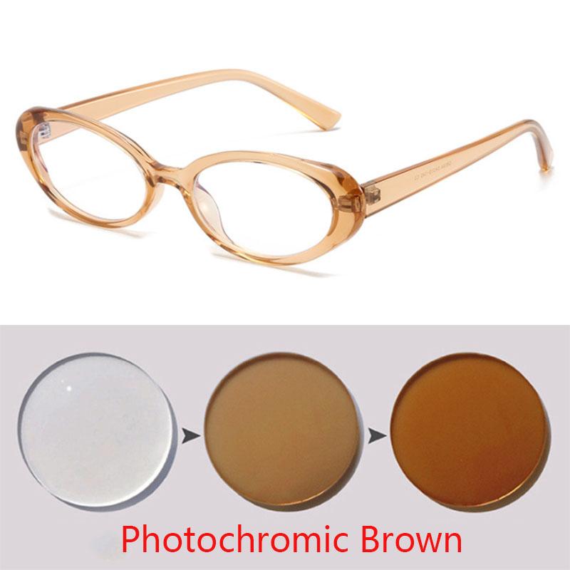 Kleine Fassung Blaulichtfilter Ovale Myopiegläser Rezeptbrille Damen Herren Optische Brille 0 -0.5 -0.75 Bis -6.0