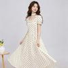 Summer new A-shaped skirt, soft French square collar polka dot dress, long dress, thin, sweet girl style long skirt