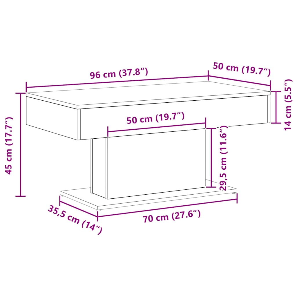 Coffee Table Black Oak Look 96 X 50 X 45 Cm Engineered Wood