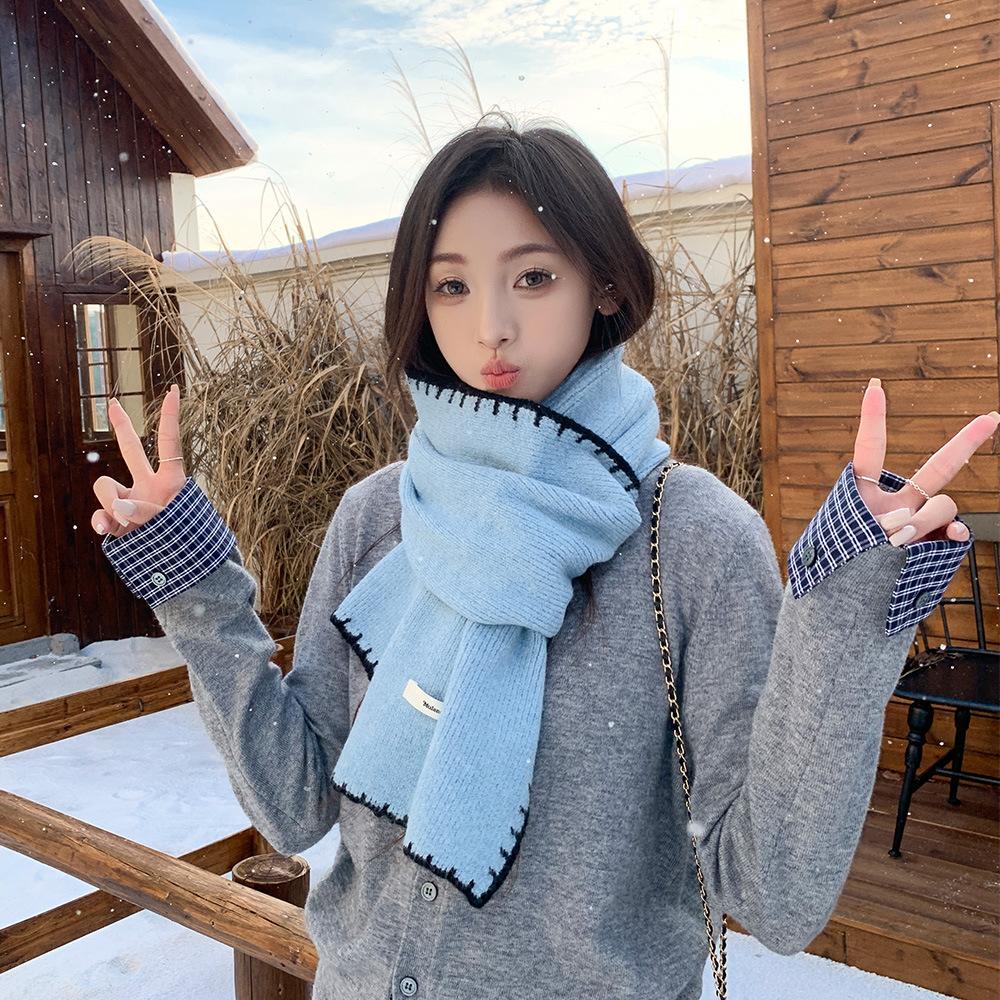 Korean commuter fashion versatile locked edge knitted scarf women's autumn and winter manufacturers wholesale warm and cold knitted hat