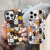 Cartoon Cute Cats Background Phone Case For IPhone 17 16 15 14 11 12 13 Pro Max Pro Plus Colored Silver Cover