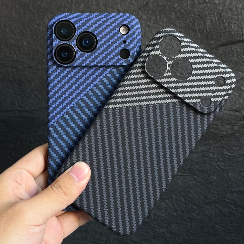 Dual Color Carbon Fiber Texture Case For iPhone 17 Air 16 15 14 13 12 11 Pro Max Plus Hard PC Armor Slim Shockproof Funda