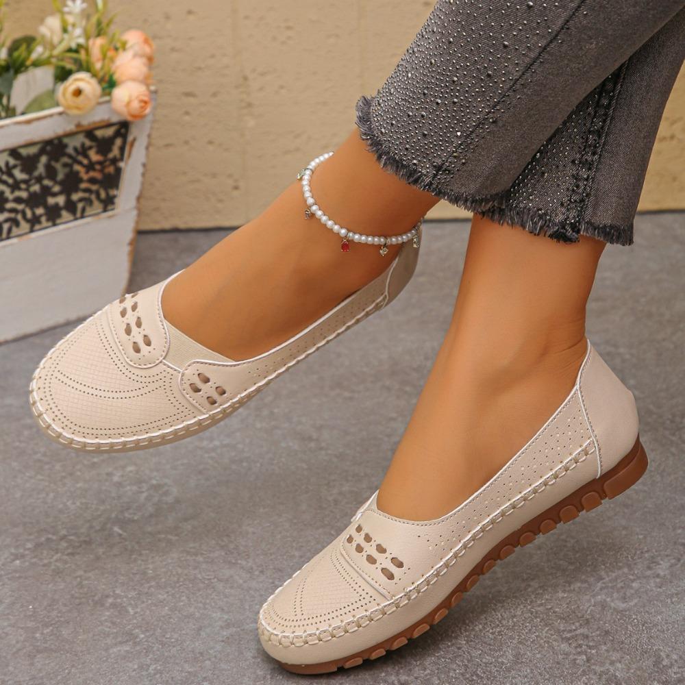 Multi-color Optional Soft Sole Hollow Out Breathable Flat Shoes Slip On Anti-slip Loafers