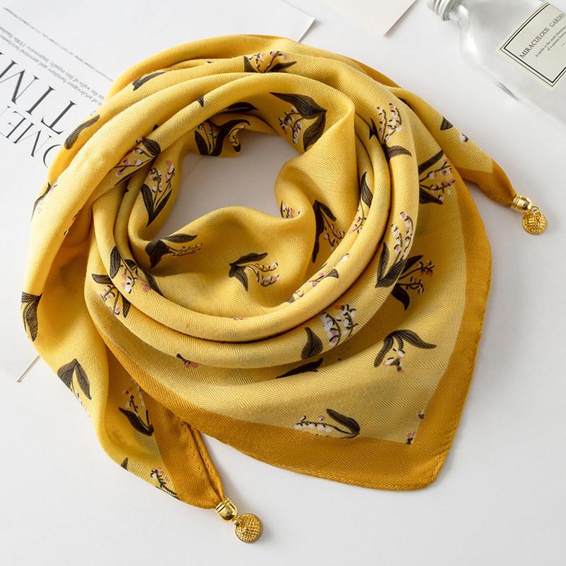 1PC Neck Scarf Versatile Painted Pattern Gift Silk Scarf High-End Magnetic Closure Elegant Accessories French Style Multi-Color