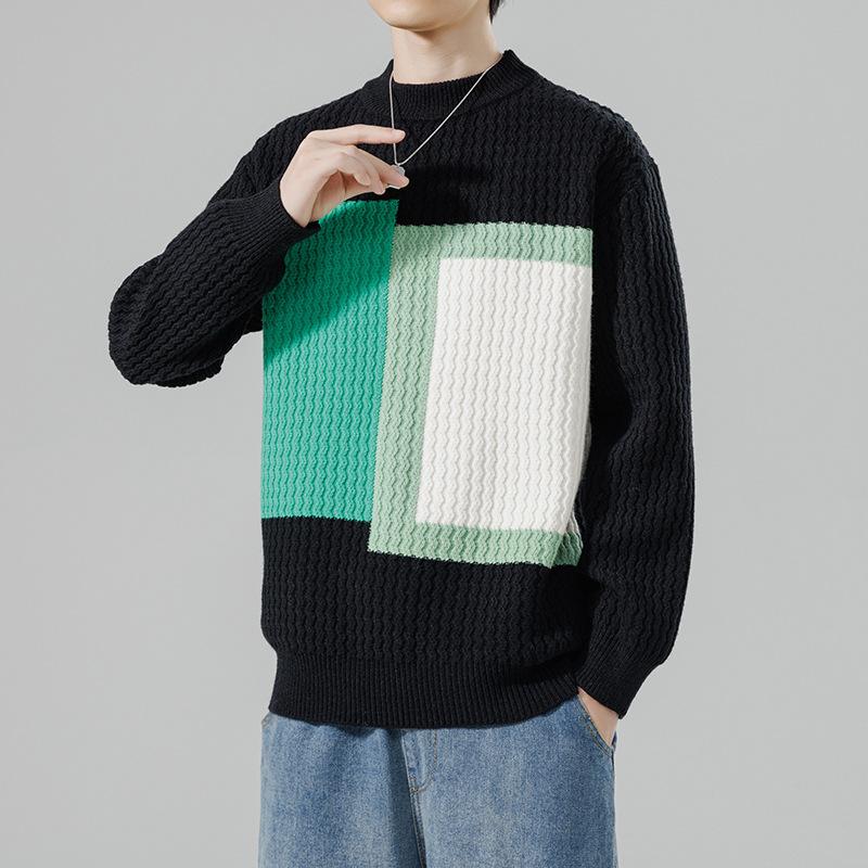 Hot Sale, Men's Semi-turtleneck Loose Sweater Knitted Sweater, Large Size Men's Line Clothing