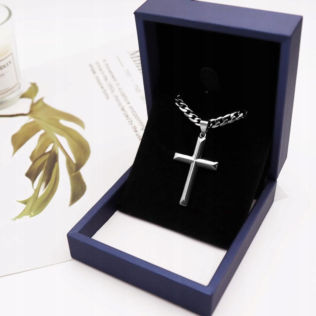 THICK Silver Chain with a Cross Men' Chain Christmas Gift