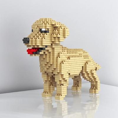 Golden Retriever Micro Mini Giocattolo Modello Fai da Te Gioco di Costruzioni Creativo - Blocchi da Collezione a Tema Animali Domestici, Idea Regalo Unica