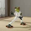 Taekwondo Frog Figurine Black Belt Green Frog Statue Resin Martial Arts Animal Sculpture