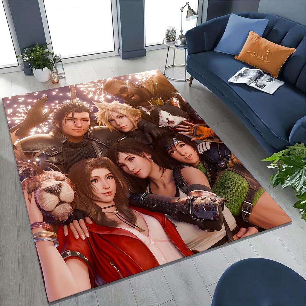 Cartoon Final Fantasy Sephiroth Cloud Tifa Game Rug for Bedroom Living Room Sofa Home Doormat Decor, Large Non-slip Floor Mat