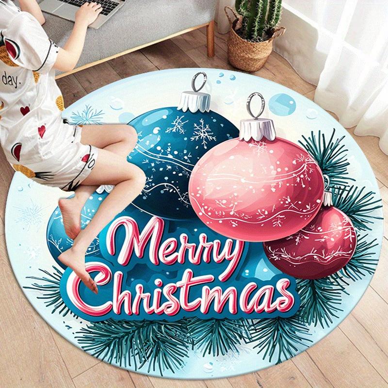 1pc Soft, Absorbent & Non-Slip Celebrate Christmas Round Rug, Perfect for Entryway, Living Room, Bedroom Decor, Machine Washable Flannel Mem