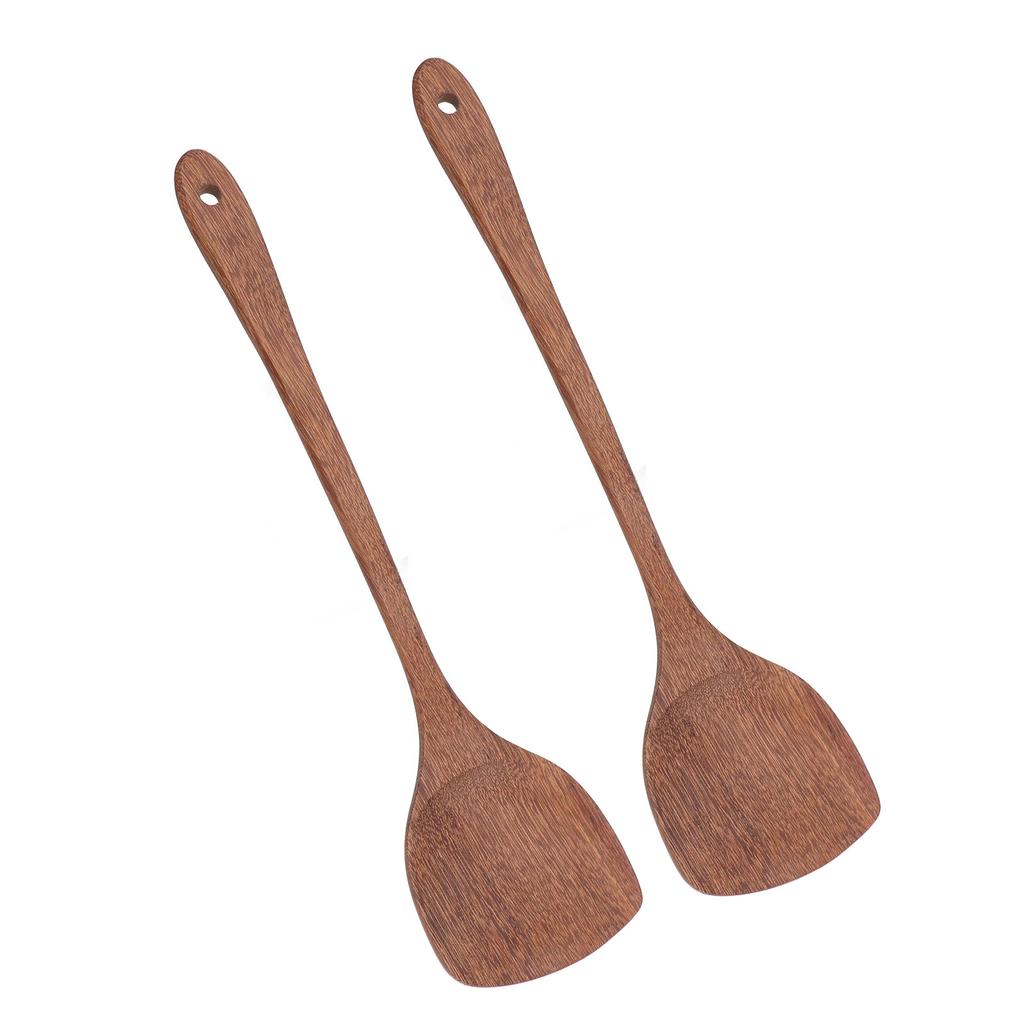 2pcs Wooden Spatula Household Hanging Long Handle Flat Wooden Spatula for Mixing and Turning38.5cm   15.2in