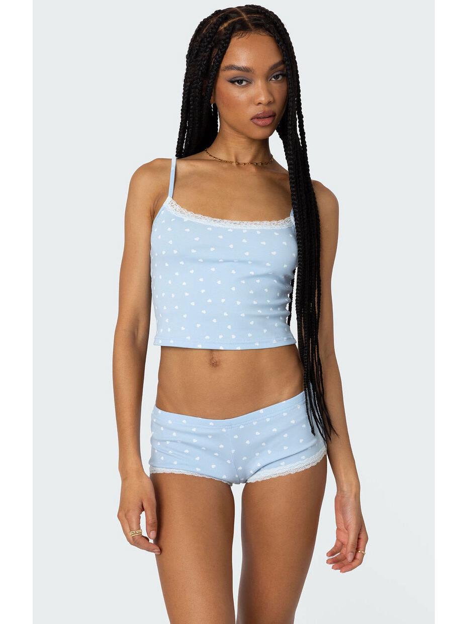 

2025 Весна/Лето Европейский и Американский Женский Принтованный Топ-Камисол и Сексуальные Шорты Комплект S