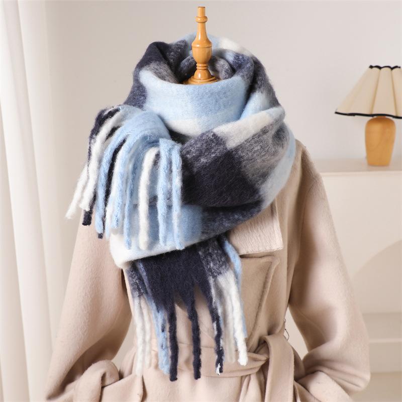 Écharpe Épaisse Mode Luxe Hommes Femmes Hiver Uni à Franges Étudiants Chaleureuse Longue Étendue Foulard Châle Cravate Écharpes 38x240 cm
