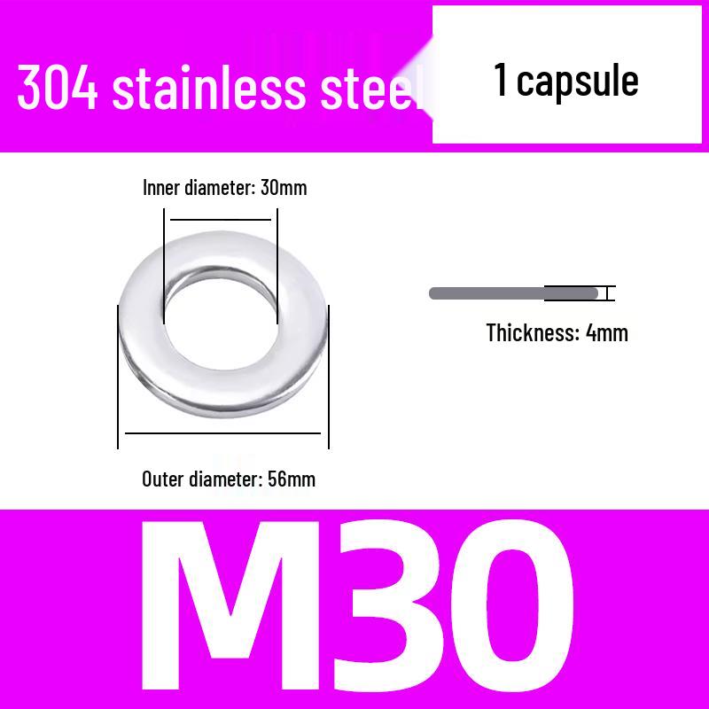 304 Stainless Steel Flat Washer for M1.6-M45 Screws