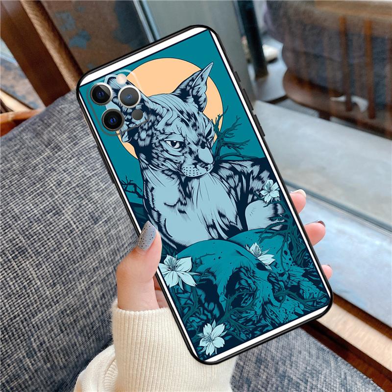 Sphinx Cat Printing Drawing Phone Case For iPhone 14 15 16 Pro Max 11 12 13 Pro X XR XS Max 14 Plus Soft Cover