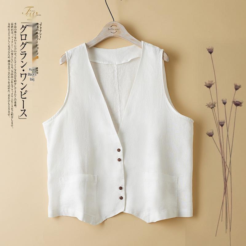 

Літній жіночий жилет без рукавів 2025 – Повсякденний вільний крій з підплічниками M білий