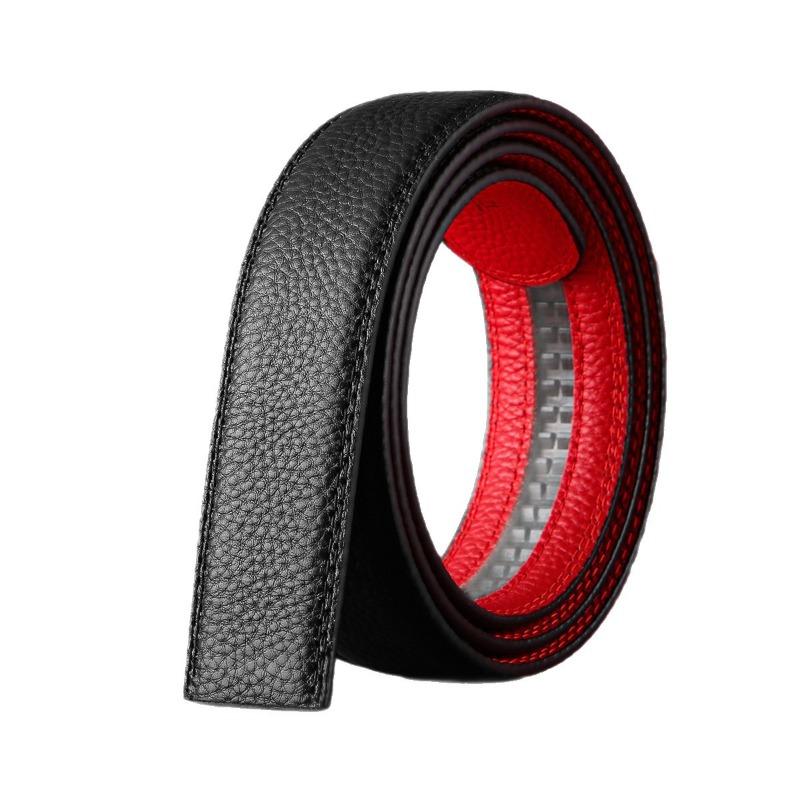 Mei Mary [first layer cowhide] men's stylish belt, festive black and red single belt, waist belt, belt without buckle