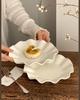 Creative Wave Flounce White Ceramic Dish Household 8 Inch Afternoon Cake Dessert Plates Nordic New Simple Light Luxury Tableware