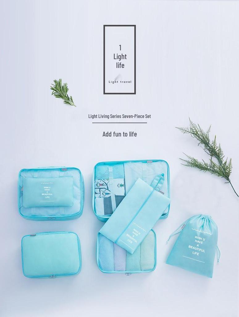 Seven-Piece Travel Storage Set: Digital, Toiletries, Cosmetics, Refillable Bottles, Clothes & Shoes Organizer Bags