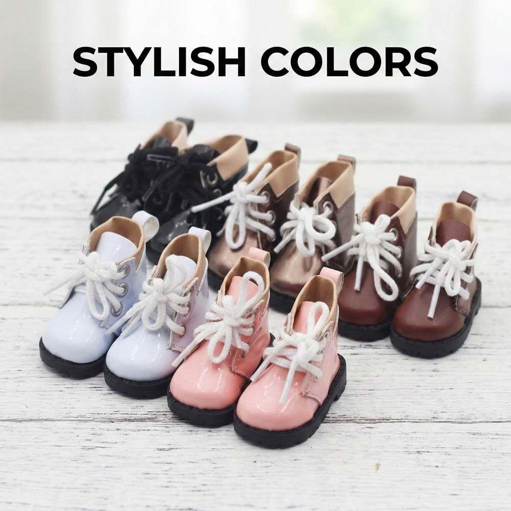 1 Pair Lightweight Doll PU Leather Shoes PU Leather 20cm Doll Leather Boots  Kids Gifts