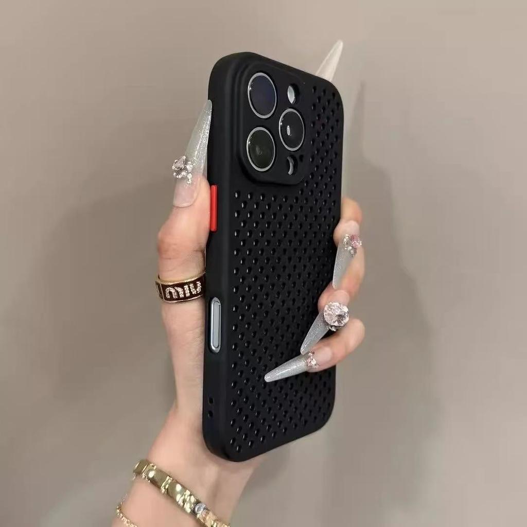 Coque de protection souple en TPU à mailles de dissipation thermique de luxe pour iPhone 16 E 15 14 Puls 13 12 11 Pro Max, étui de téléphone joli et concis
